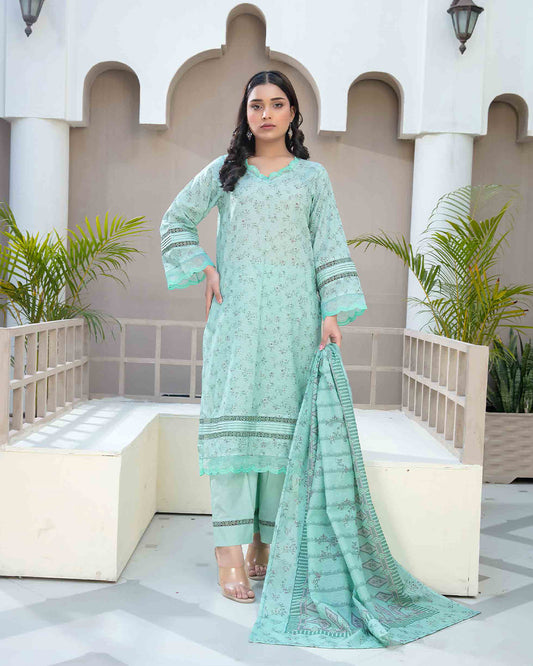 Aqua Frost - Lawn printed shirt with printed dupatta