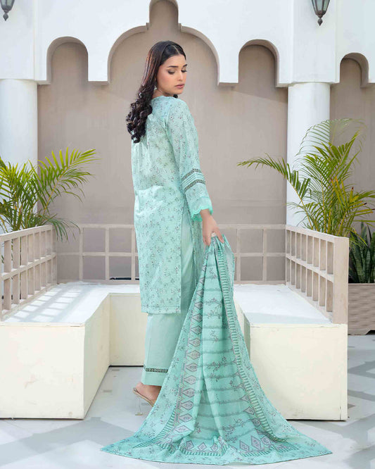 Aqua Frost - Lawn printed shirt with printed dupatta
