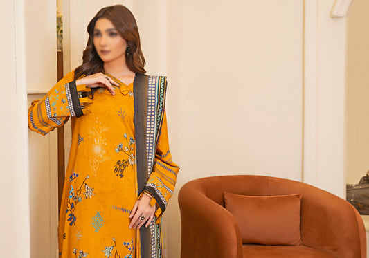 Amber Glow - Viscose Digital Print with Diamond Dupatta 3pc