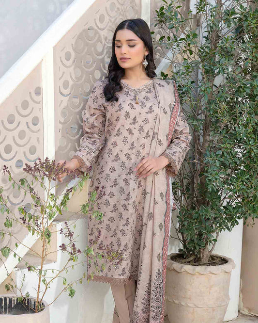 Rose Sand - Lawn printed shirt with printed dupatta