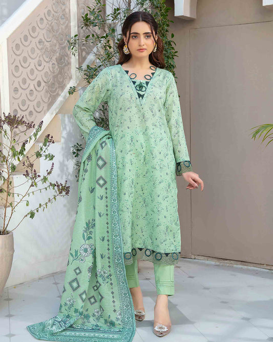 Mint Whisper - Lawn printed shirt with printed dupatta
