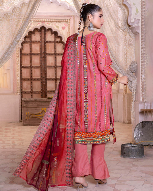 Charm Pink Embroidered Bana Dora Lawn 3pc