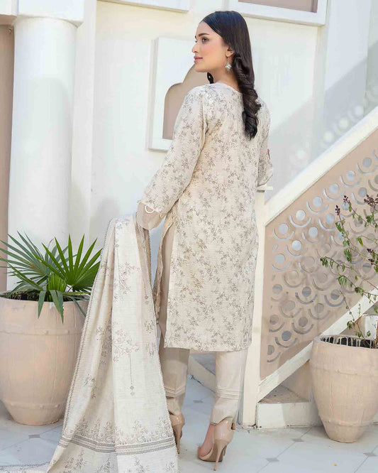 Soft Mocha - Lawn printed shirt with printed dupatta