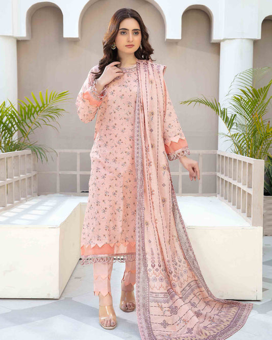 Blush Petal - Lawn printed shirt with printed dupatta