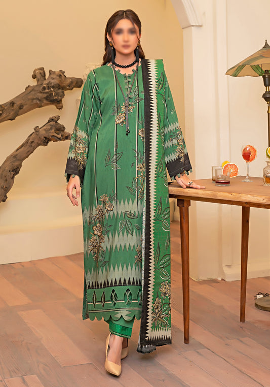 Verdant Harmony - Viscose Digital Print with Diamond Dupatta 3pc