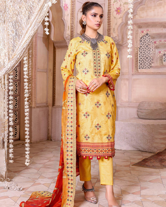 Golden Glaze Embroidered Bana Dora Lawn 3pc