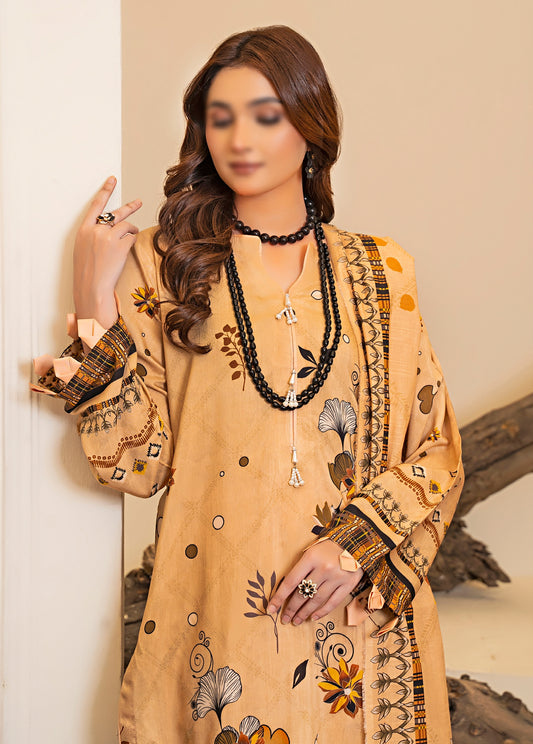 Golden Terra - Viscose Digital Print with Diamond Dupatta 3pc