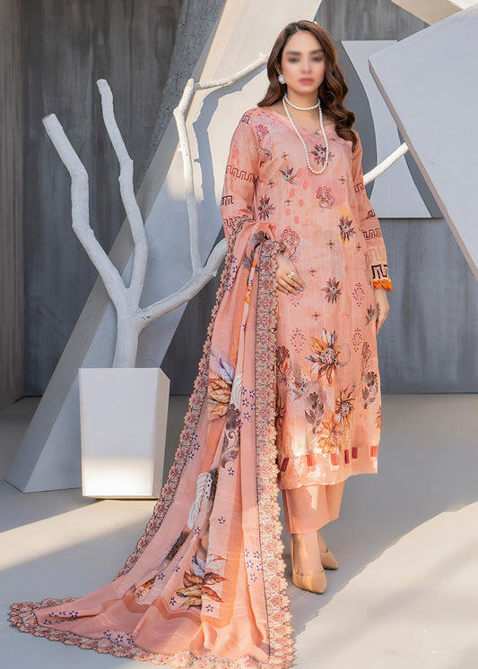 Exclusive Lawn Doobi Check Digital Embroidered 3-Piece Dress