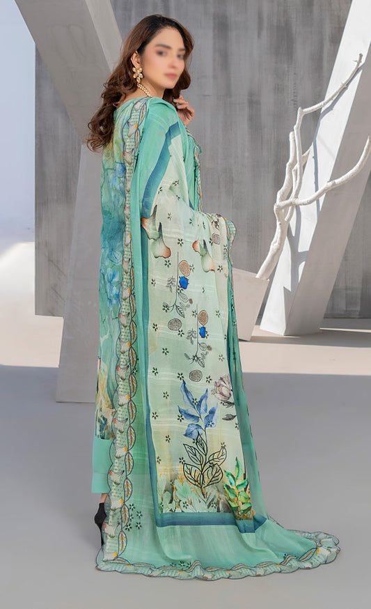 Exclusive Lawn Doobi Check Digital Embroidered 3-Piece Dress