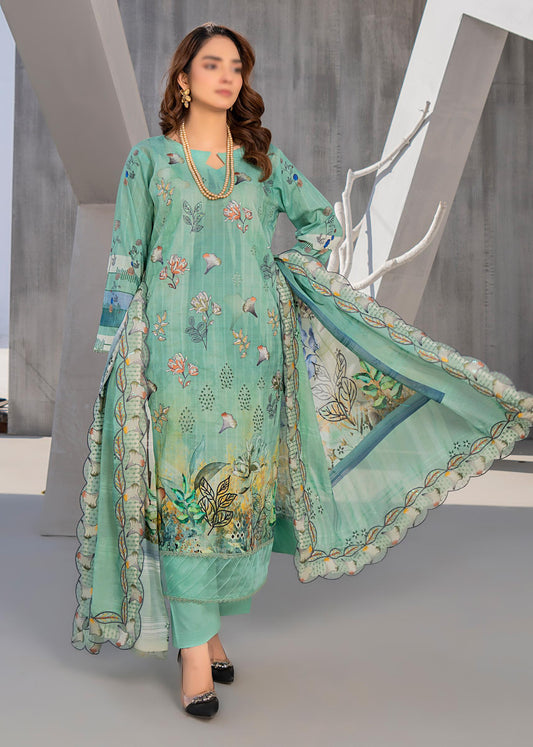 Exclusive Lawn Doobi Check Digital Embroidered 3-Piece Dress