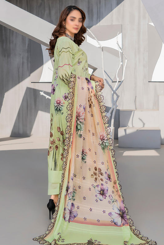 Exclusive Lawn Doobi Check Digital Embroidered 3-Piece Dress