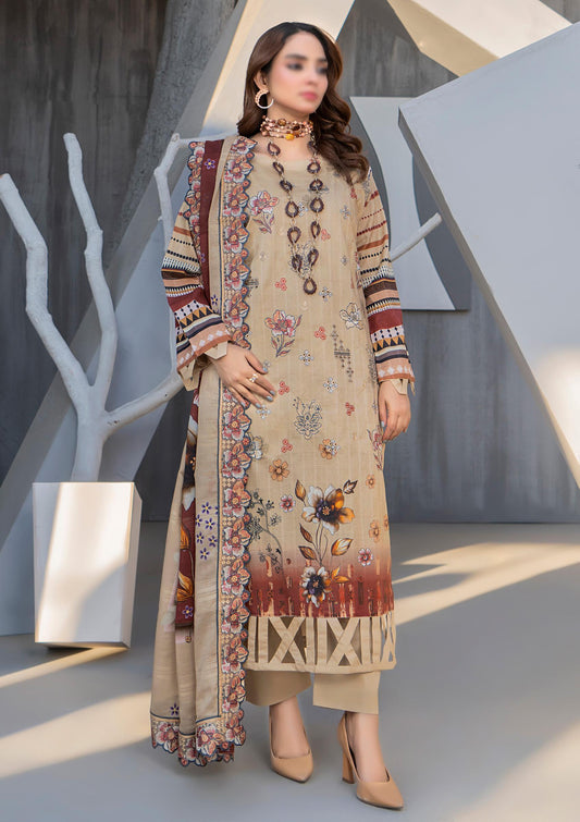 Exclusive Lawn Doobi Check Digital Embroidered 3-Piece Dress