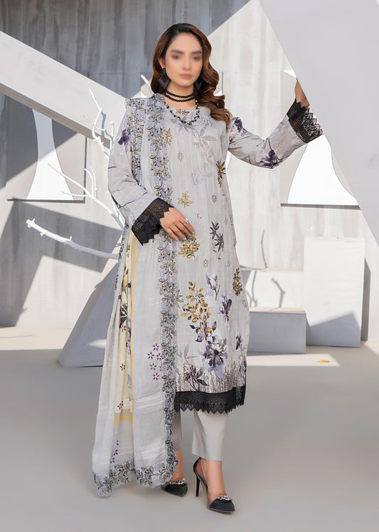 Exclusive Lawn Doobi Check Digital Embroidered 3-Piece Dress