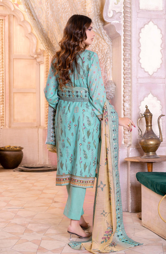 Aqua Pearl Elegance Embroidered Bana Dora Lawn 3pc
