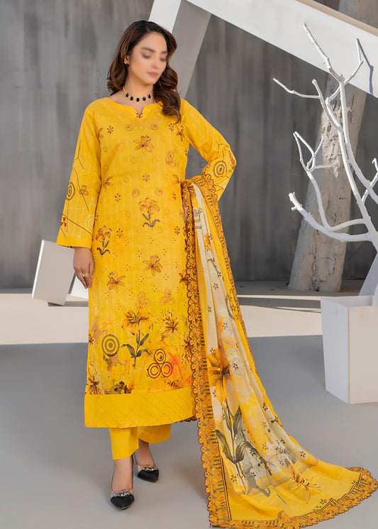 Exclusive Lawn Doobi Check Digital Embroidered 3-Piece Dress