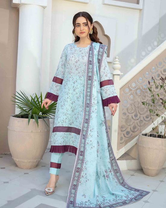 Cloud Haze - Lawn printed shirt with printed dupatta