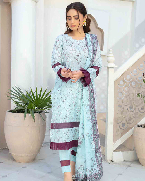 Cloud Haze - Lawn printed shirt with printed dupatta