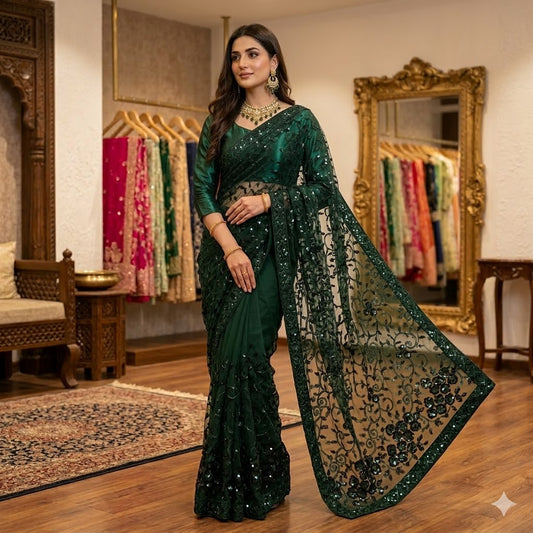Embroidered Net Sarree